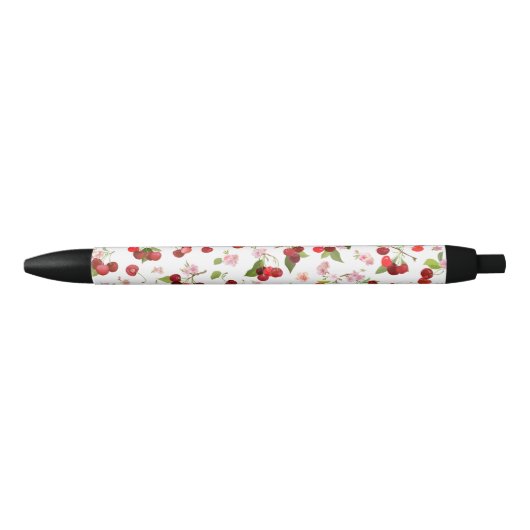 Stylo Noir Motif Cerise 1 (Devant)