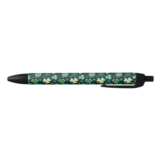 Stylo Noir Motif chanceux vert-foncé de shamrock de St (Bas)
