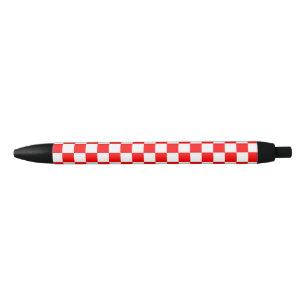 Stylo Noir Motif chèque À damiers blanc rouge