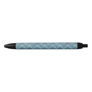 Stylo Noir Motif chevron bleu