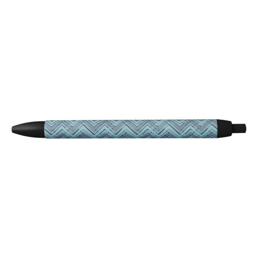 Stylo Noir Motif chevron bleu (Devant)
