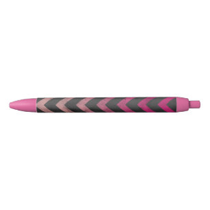 Stylo Noir Motif chevron gris foncé ombré rose magenta rouge