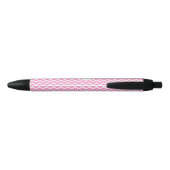 Stylo Noir Motif Chevron rose et blanc monogramme (Dos)