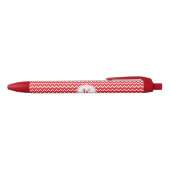 Stylo Noir Motif Chevron rouge et blanc monogramme (Haut)
