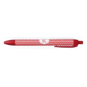 Stylo Noir Motif Chevron rouge et blanc monogramme (Bas)