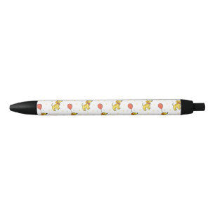 Stylo Noir Motif Chiens Joyeux avec Ballons