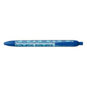Stylo Noir Motif chinois Art Nouveau - Turquoise et Bleu (Dos)