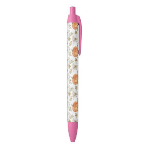 Stylo Noir Motif Citrouille d'aquarelle d'automne