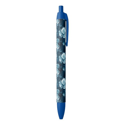 Stylo Noir Motif classique de rose de bleu (Bas (Vertical))