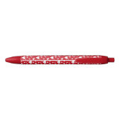 Stylo Noir Motif Coeur Blanc En Rouge Avec Nom Personnalisé (Dos)