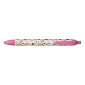 Stylo Noir Motif crâne de fleurs (Dos)
