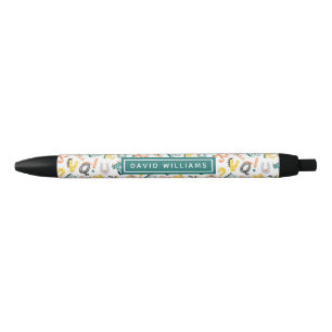 Stylo Noir Motif d'alphabet de dinosaure mignon personnalisé