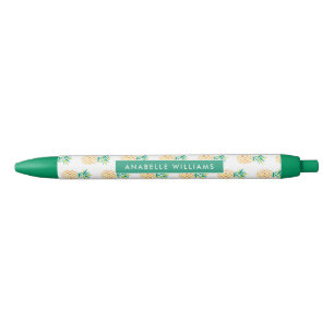 Stylo Noir Motif d'ananas d'amusement