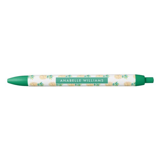 Stylo Noir Motif d'ananas d'amusement (Devant)