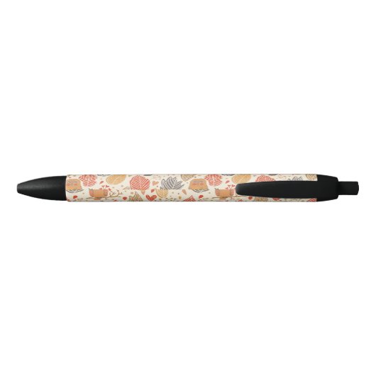 Stylo Noir Motif d'automne. Chouettes dans la forêt (Dos)