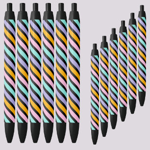 Stylo Noir Motif de bandes Abstraites colorées
