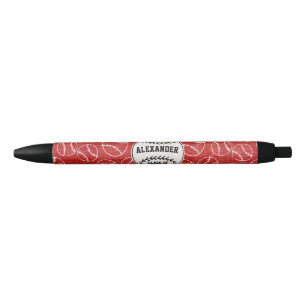 Stylo Noir Motif de baseball Red Grunge