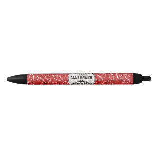 Stylo Noir Motif de baseball Red Grunge