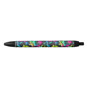 Stylo Noir Motif de camouflage néon