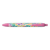 Stylo Noir Motif de cercles fous colorés lumineux Monogramme (Dos)