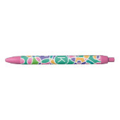 Stylo Noir Motif de cercles fous colorés lumineux Monogramme (Devant)