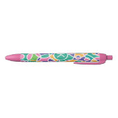 Stylo Noir Motif de cercles fous colorés lumineux Monogramme (Bas)