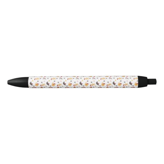 Stylo Noir Motif de chat de vacances mignon (Devant)