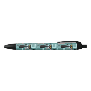 Stylo Noir Motif de chat noir du milieu du siècle