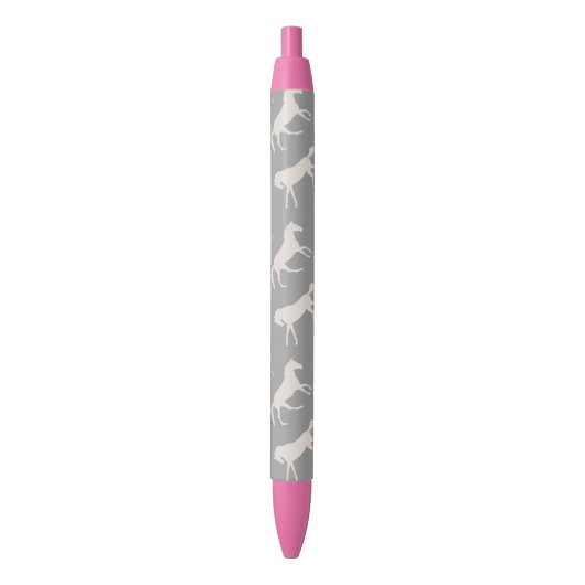 Stylo Noir Motif de Chevaux de Galloping Gris (devant Vertical)