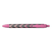 Stylo Noir Motif de chevron gris foncé rose magenta (Dos)