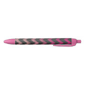 Stylo Noir Motif de chevron gris foncé rose magenta (Bas)