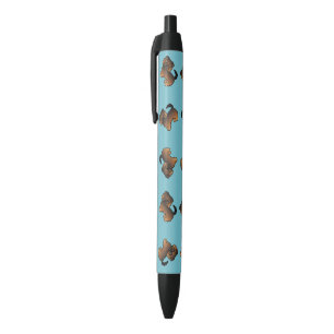 Stylo Noir Motif de chien Norfolk Terrier Grizzle sur fond bl