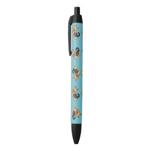 Stylo Noir Motif de chien Terrier Australien bleu et fauve Bl