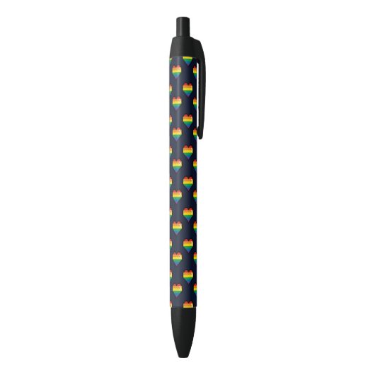Stylo Noir Motif de coeur Rainbow 8 Bit (Bas (Vertical))
