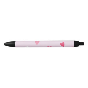 Stylo Noir motif de cœurs sans couture