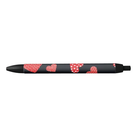 Stylo Noir motif de cœurs seamless (Devant)