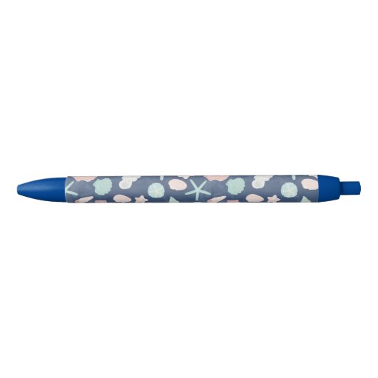 Stylo Noir motif de coquillages (Devant)