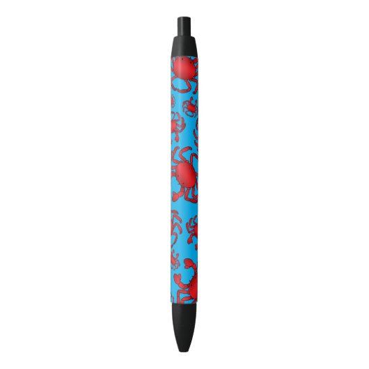 Stylo Noir Motif de crabe bleu de ciel (devant Vertical)