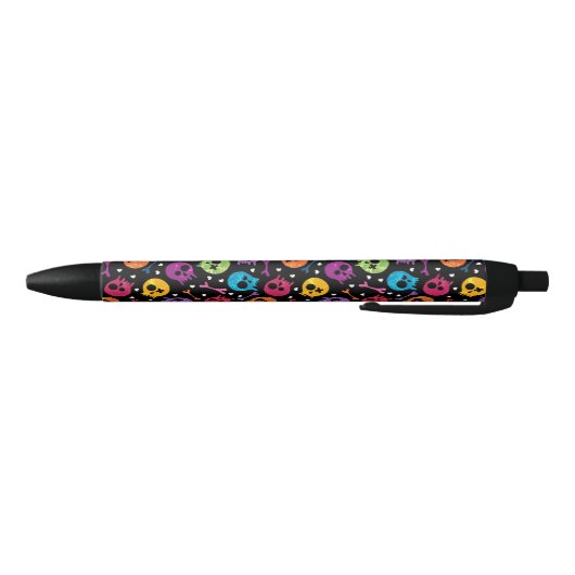 Stylo Noir Motif de crânes (Bas)