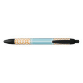 Stylo Noir Motif de diamants d'orange et d'Aqua (Dos)