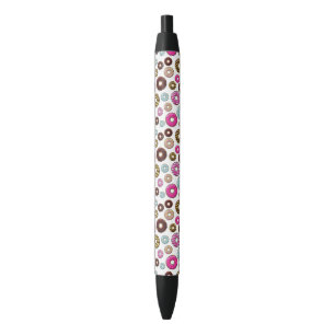 Stylo Noir Motif De Donuts, Donuts Colorés, Saupoudrages