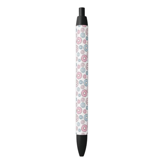 Stylo Noir Motif De Donuts, Donuts Roses, Donuts Bleus (devant Vertical)