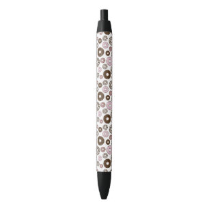 Stylo Noir Motif De Donuts, Donuts Roses, Donuts Brown