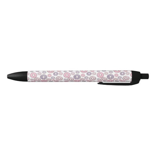 Stylo Noir Motif De Donuts, Donuts Roses, Donuts Violets (Bas)