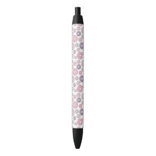 Stylo Noir Motif De Donuts, Donuts Roses, Donuts Violets