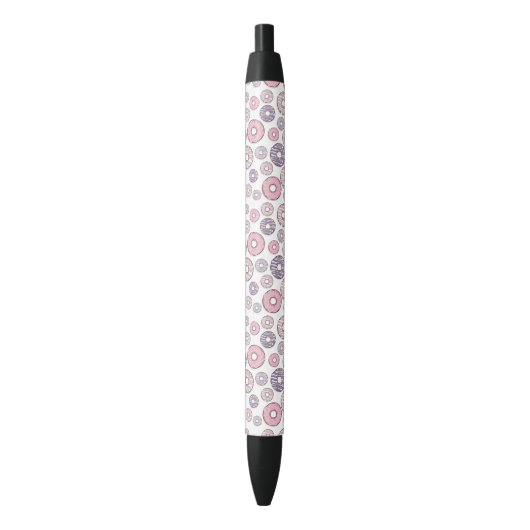 Stylo Noir Motif De Donuts, Donuts Roses, Donuts Violets (devant Vertical)