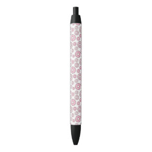 Stylo Noir Motif De Donuts, Donuts Roses, Saupoudrages