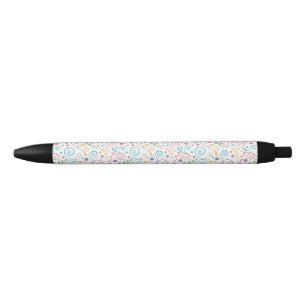 Stylo Noir Motif de doodle coloré et transparent