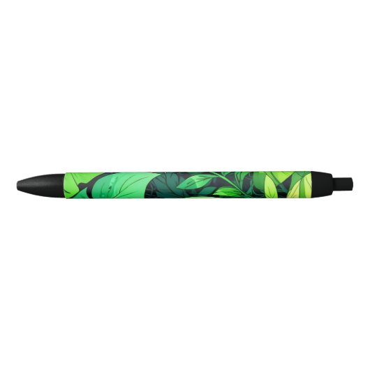 Stylo Noir Motif de feuille (Devant)