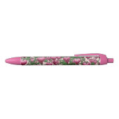 Stylo Noir Motif de fleur de coeur à saignement rose (Haut)